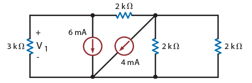 Use nodal analysis to find V1