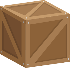 The position of a crate sliding down a ramp